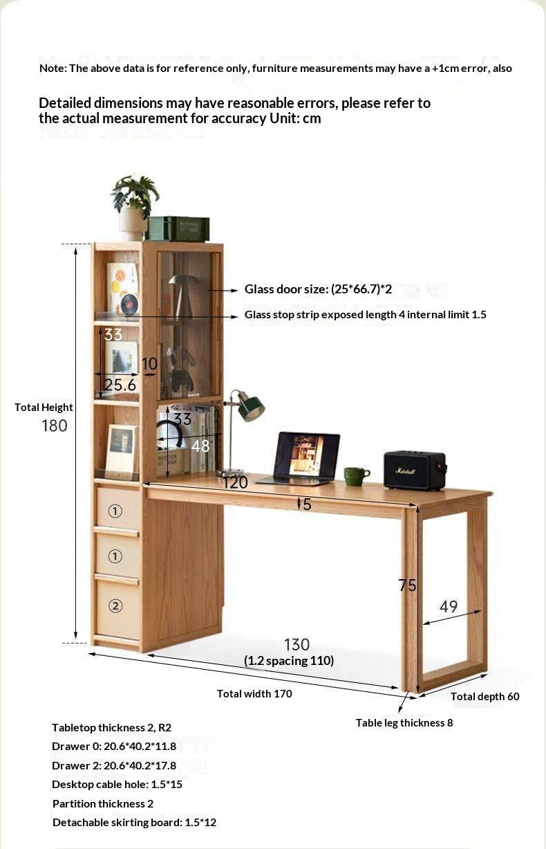 Oak Solid Wood Computer Desk with Integrated Frame and Minimalist Design