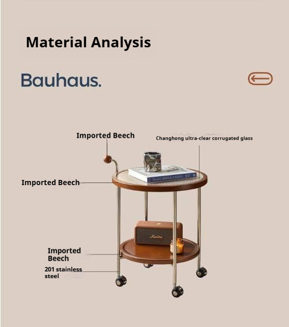 Beech Solid Wood Vintage Style Double Layer Glass Coffee Table