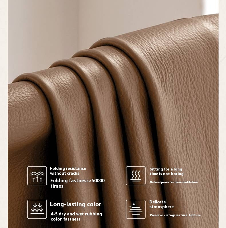 Genuine Leather High-Back Modern Sofa