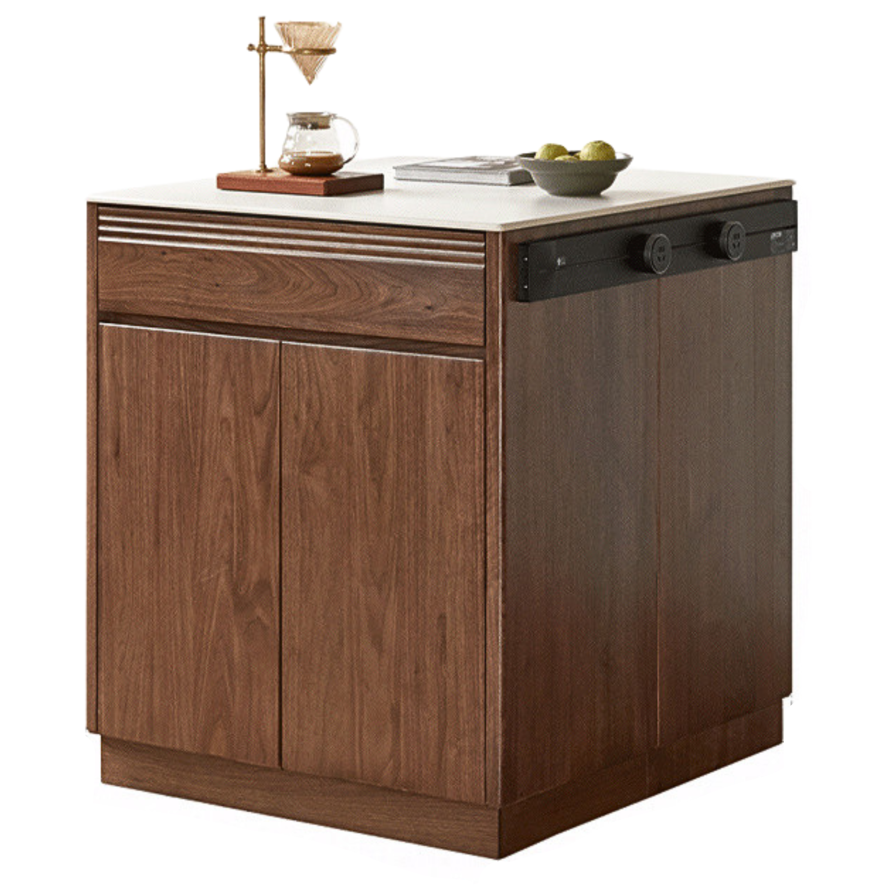 Black Walnut, Oak Solid Wood Island Light Luxury Sideboard,