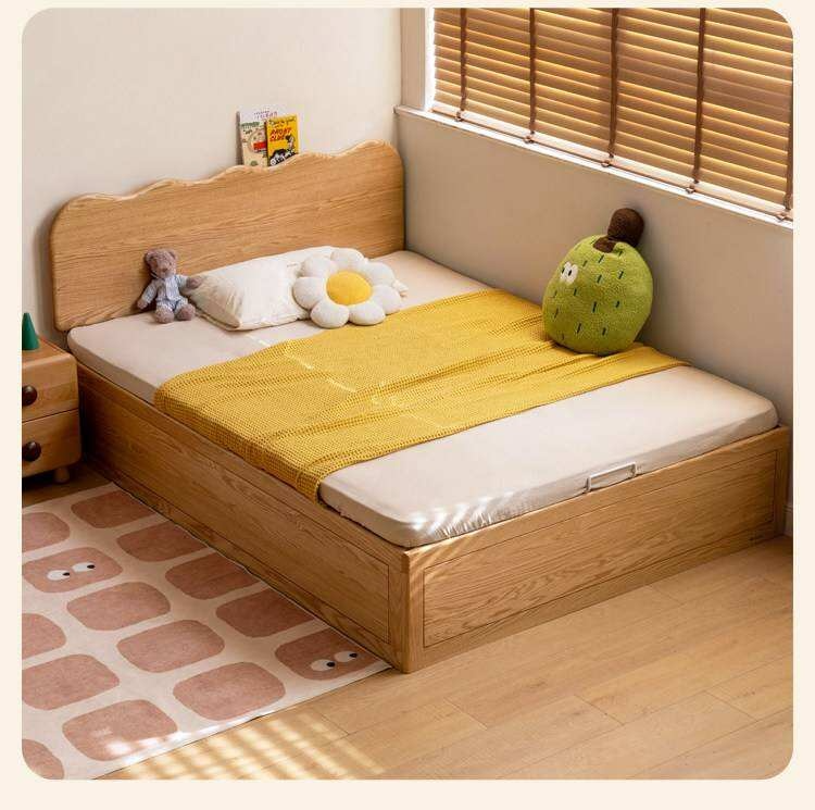 Oak Solid Wood Kids Side-Lift Storage Bed