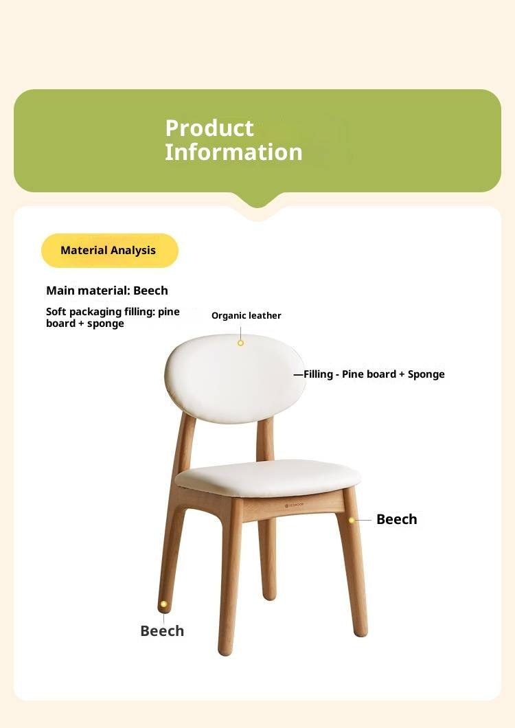 Beech Solid Wood Kids Study Chair with Oval Upholstered Back