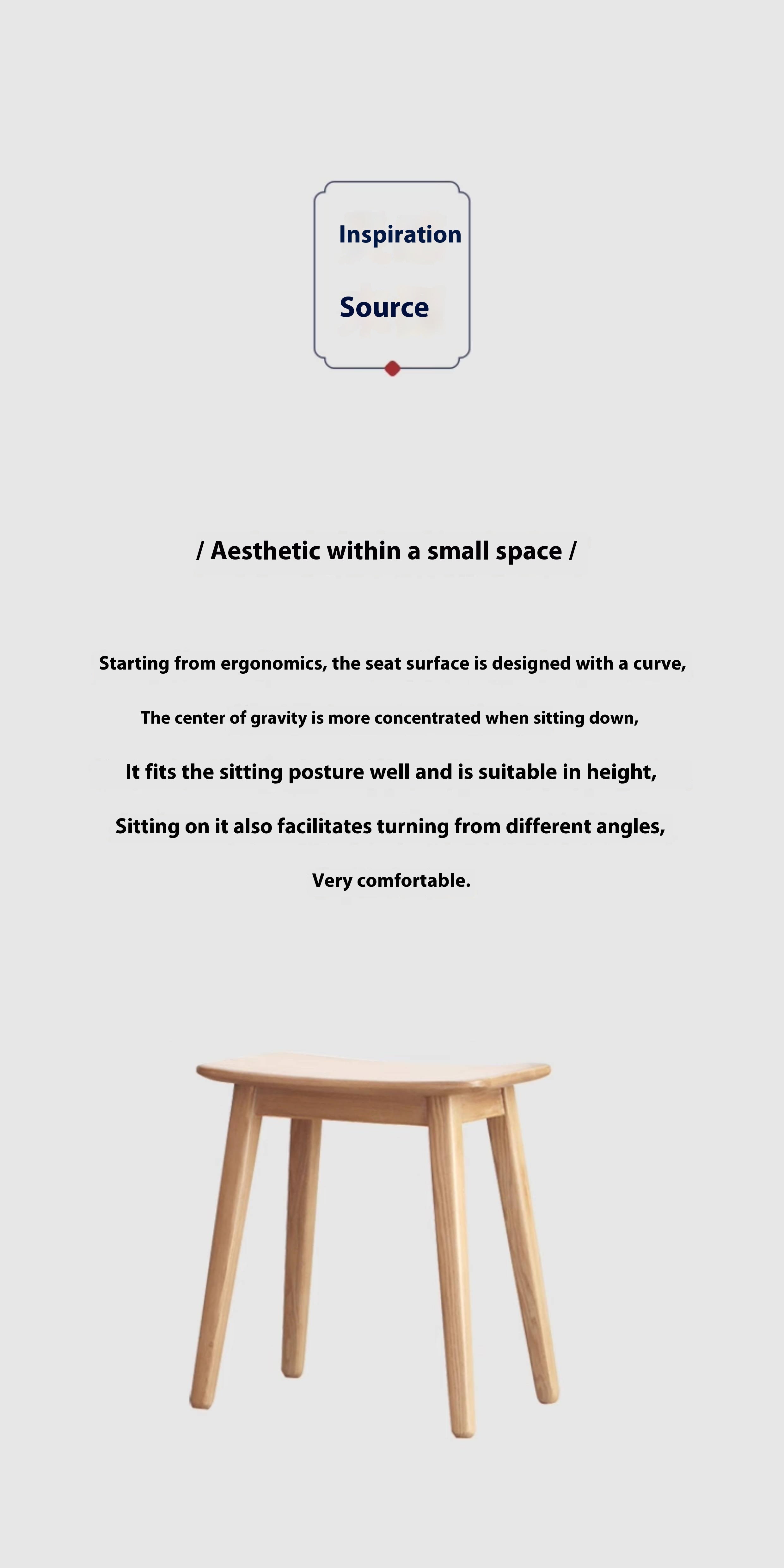 Ash, Oak Solid Wood Modern Makeup Stool