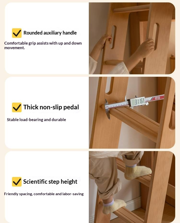 Rubberwood Solid Wood Children's Loft Bed