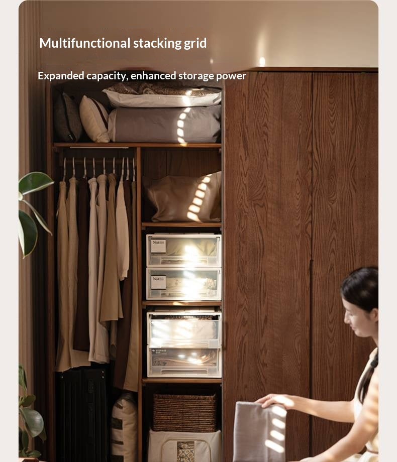 Oak Solid Wood Modern Style Wardrobe