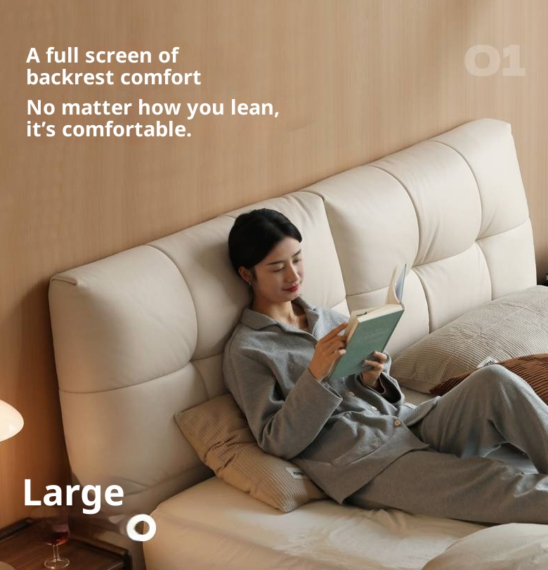 Genuine Leather Top Layer Cowhide Soft Suspension Bed with Lighting