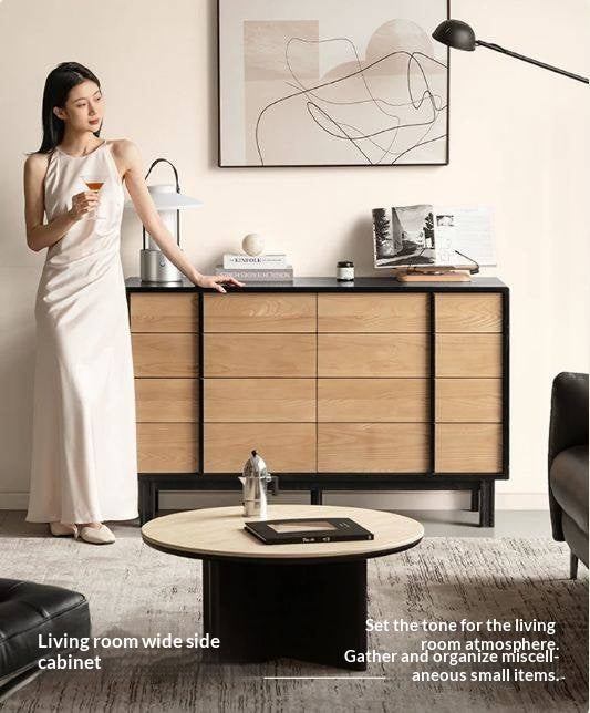 Ash Solid Wood Minimalist Chest of Drawers with Eight Drawers