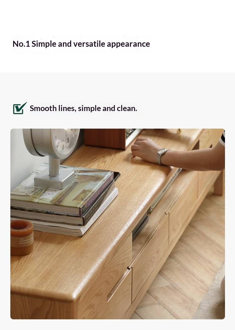 Oak, Solid Rubberwood Modern TV Stand