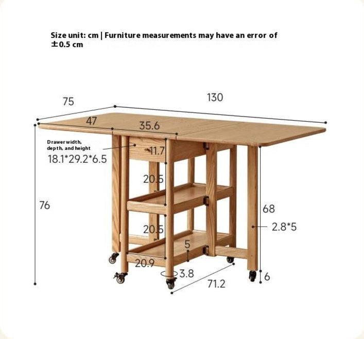 Oak Solid Wood Nordic Folding Rock Plate Dining Table