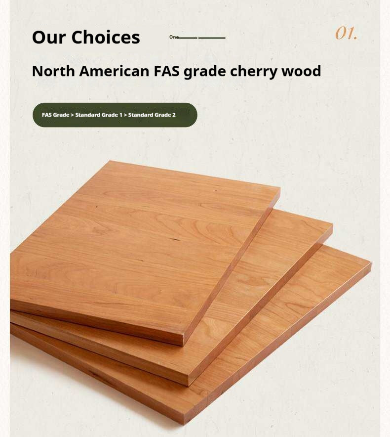 Cherry Solid Wood French Retro Vanity Table with Light