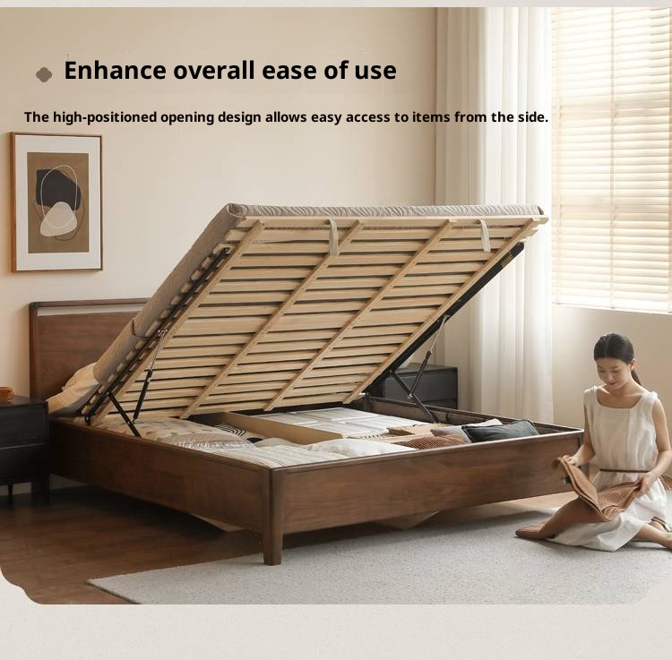 Black Walnut Solid Wood Light Luxury Box Bed