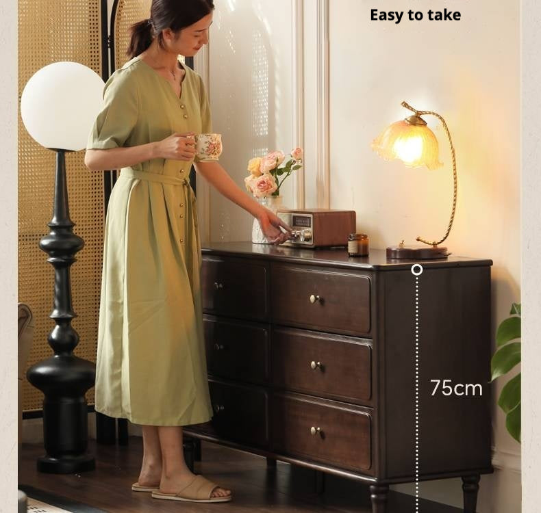 Poplar Solid Wood American Retro Style Chest of Drawers.