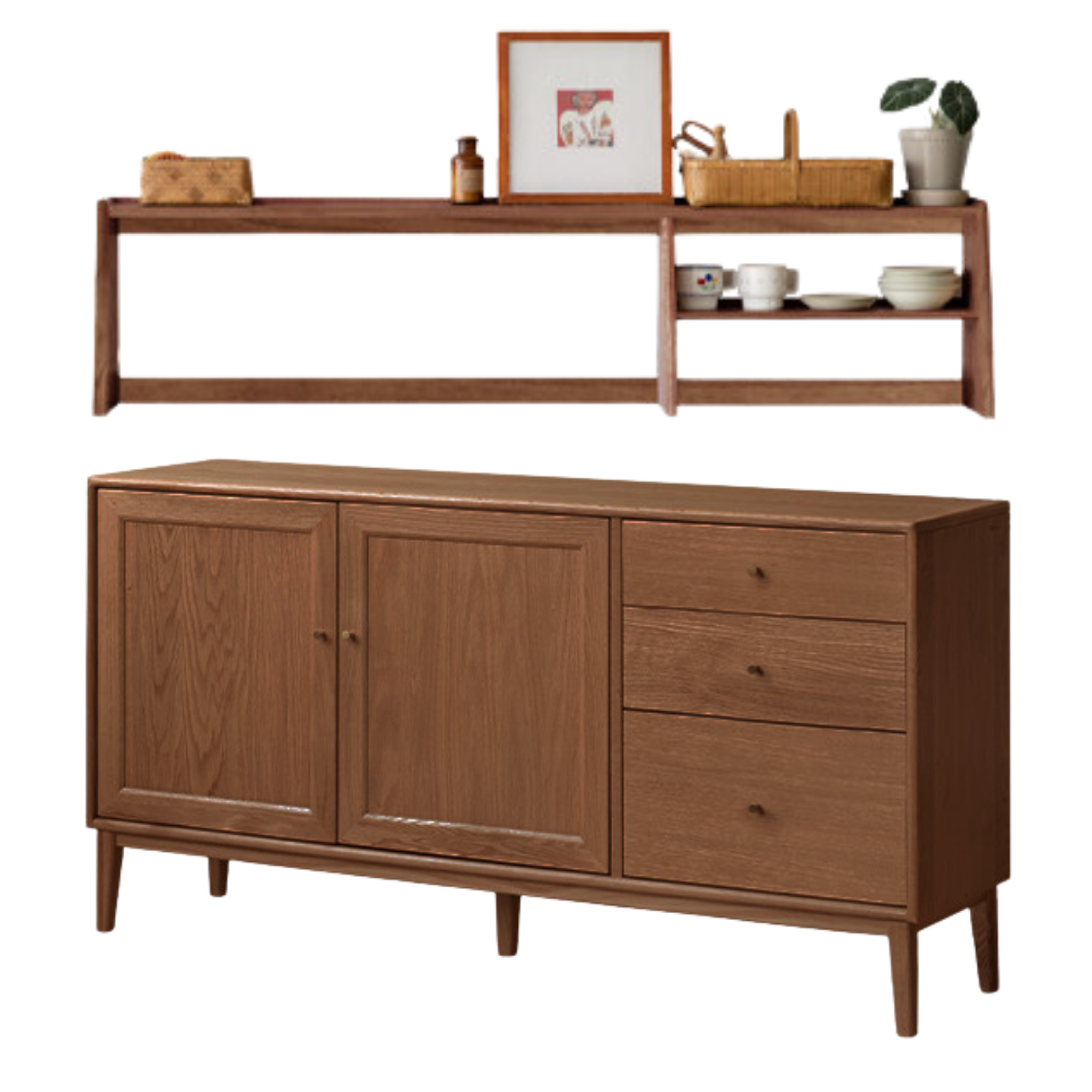 Oak Solid Wood, Solid Rubberwood Classic Sideboard