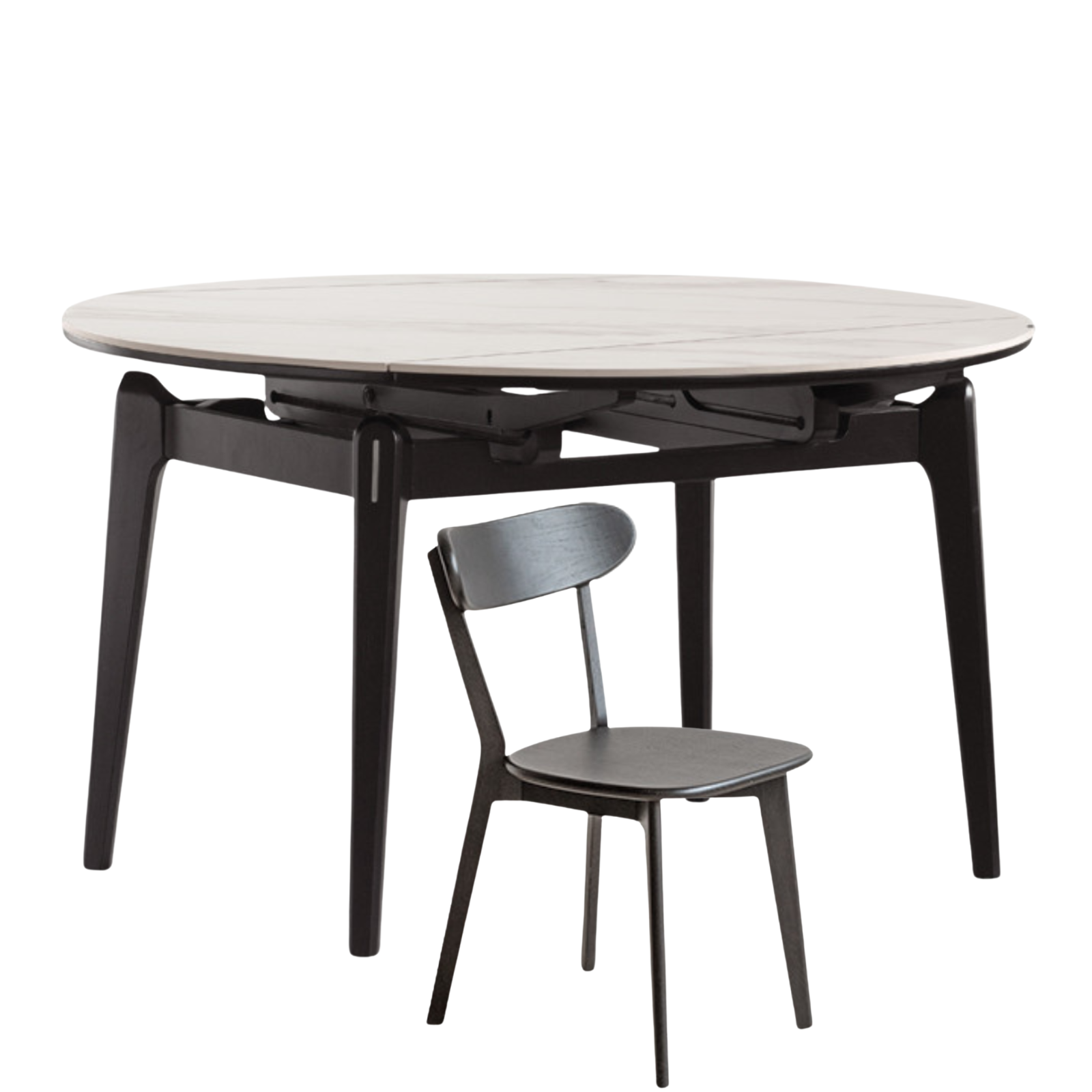 Solid Rubberwood Modern Rock Plate Dining Table