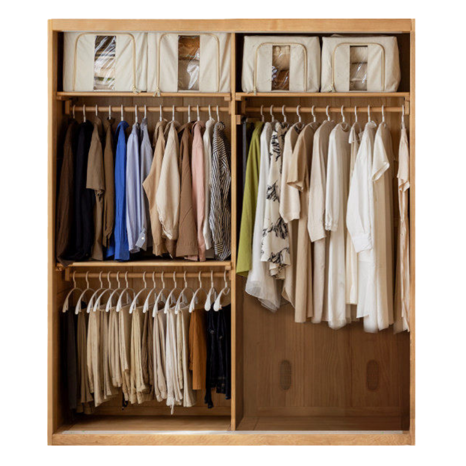 Ash Solid Wood Modern Wardrobe With Sliding Doors