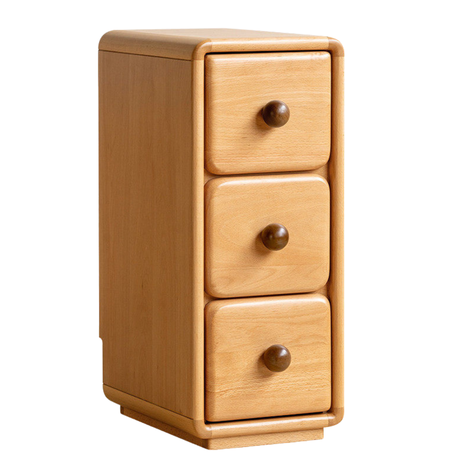 Solid Rubberwood, Beech Solid Wood Cream Style Ultra-narrow Children's Nightstand