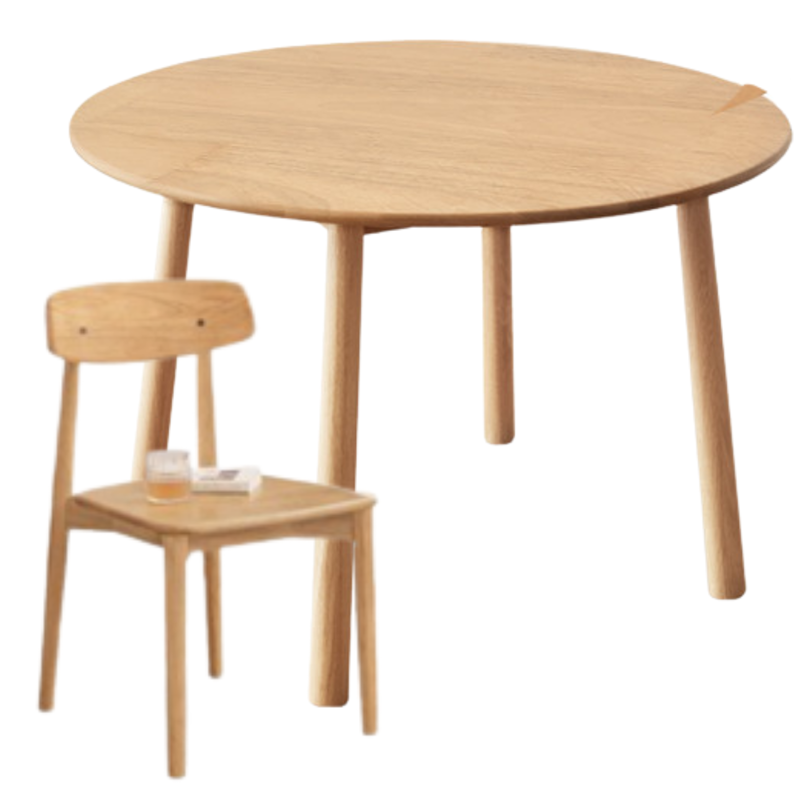 Oak, Rubberwood Solid Wood Round Dining Table