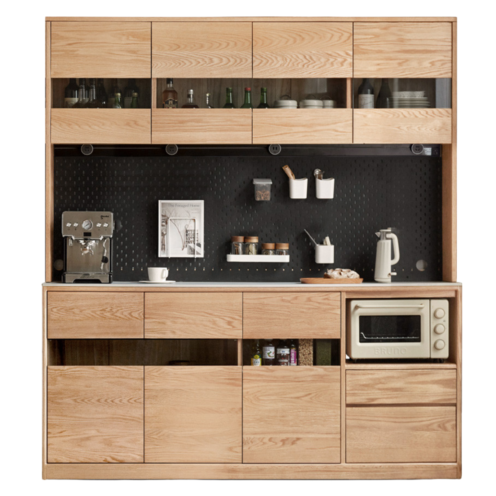 Oak, Ash Solid Wood Sideboard Modern Buffet Cabinet