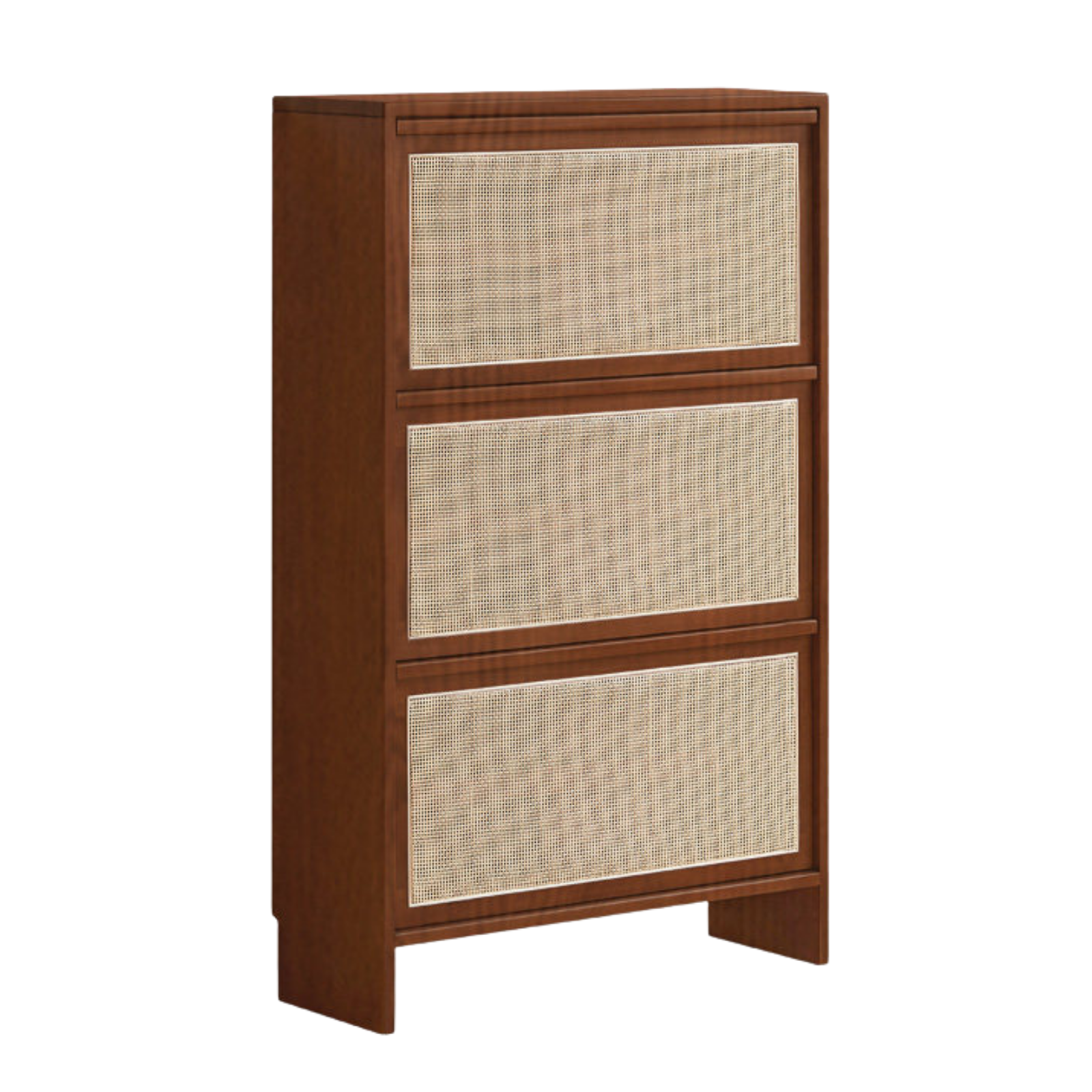 Poplar, Oak Solid Wood Rattan Shoe Cabinet, Slim Entryway Storage CabinetOak