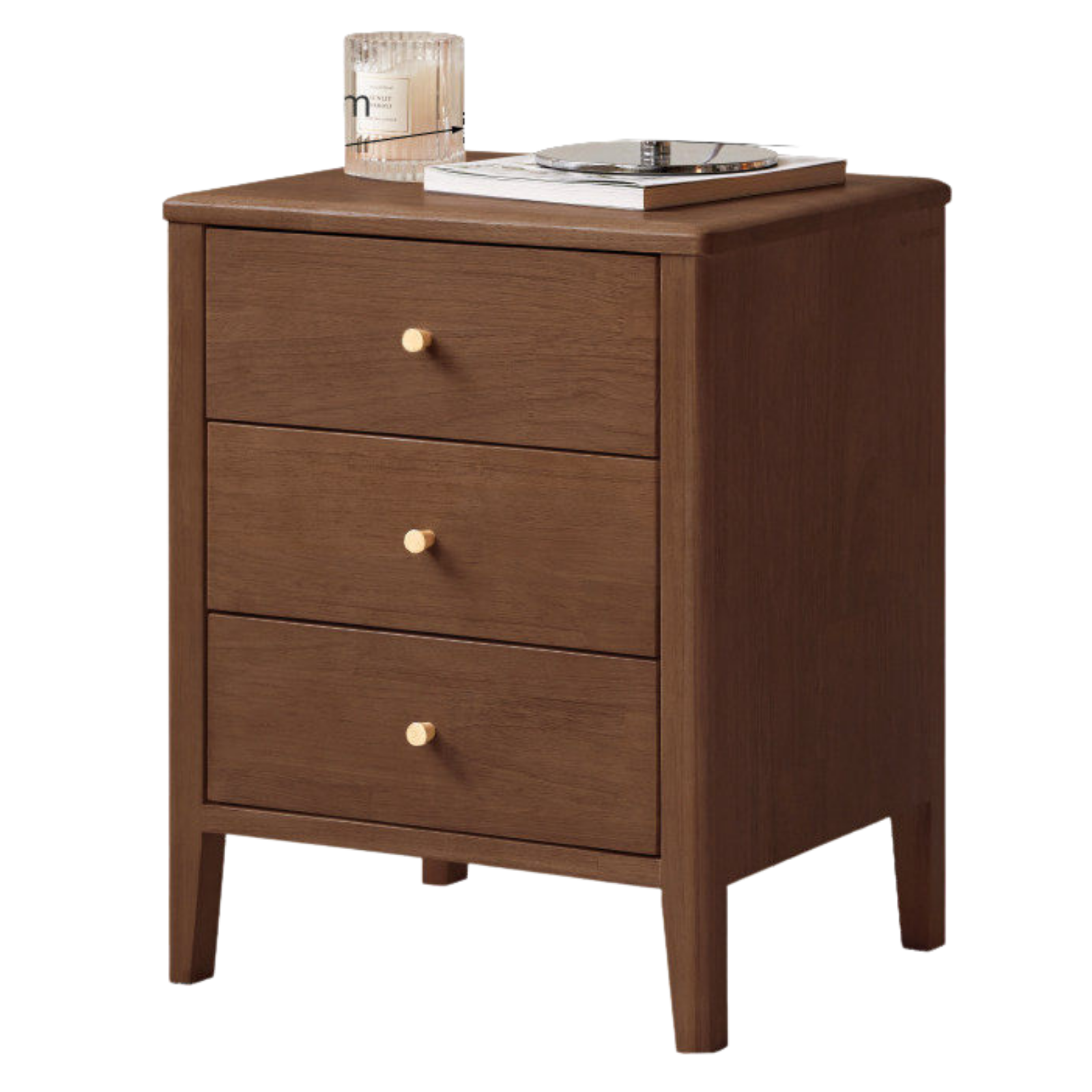 Solid RubberWood, Oak Solid Wood Modern Nightstand.