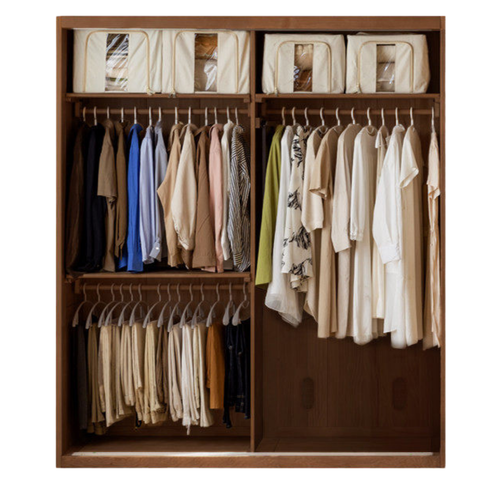 Ash Solid Wood Modern Wardrobe With Sliding Doors