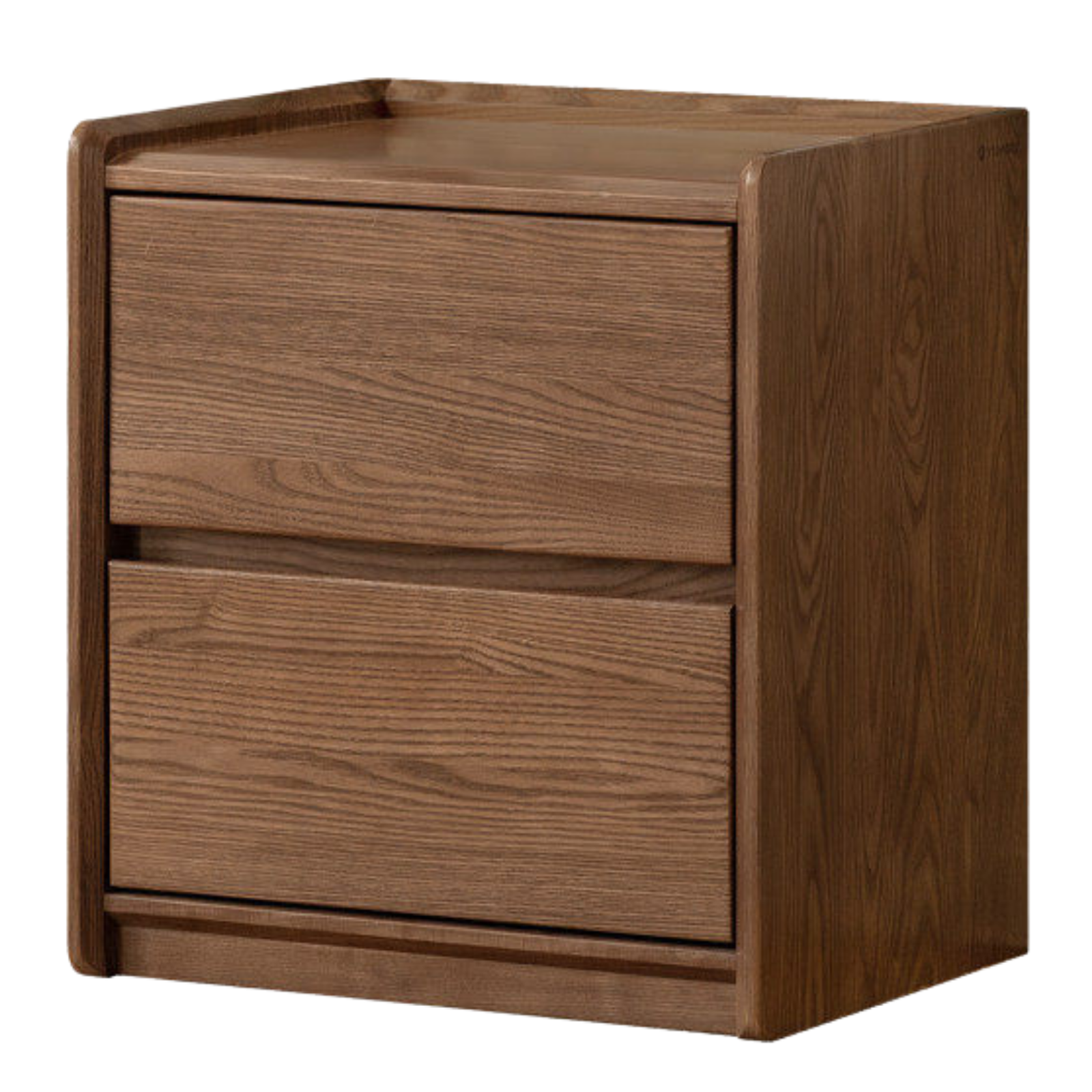 Ash Solid Wood Nightstand with Single Drawer and Open Shelf