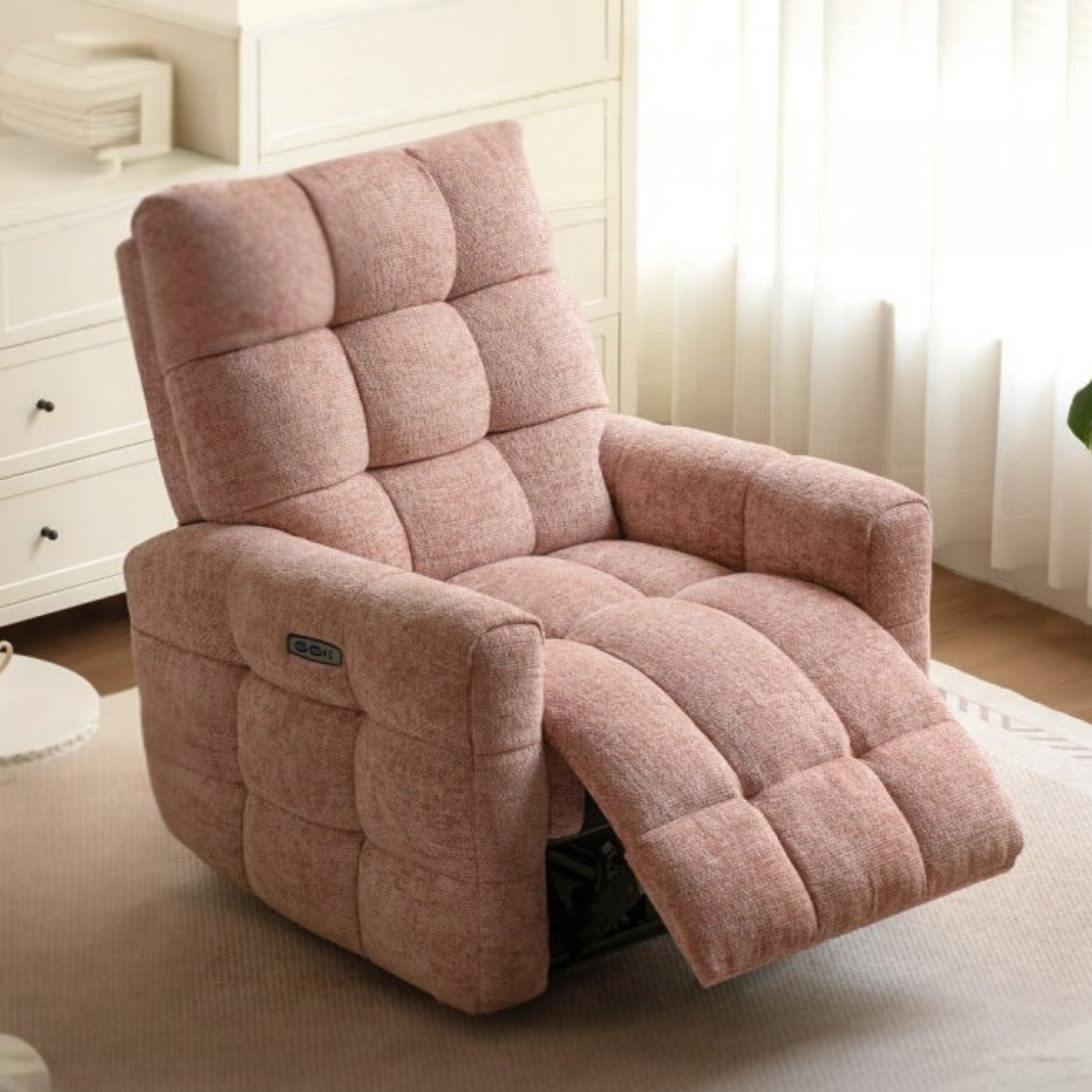 French Modern Recliner Accent Chair in Fabric