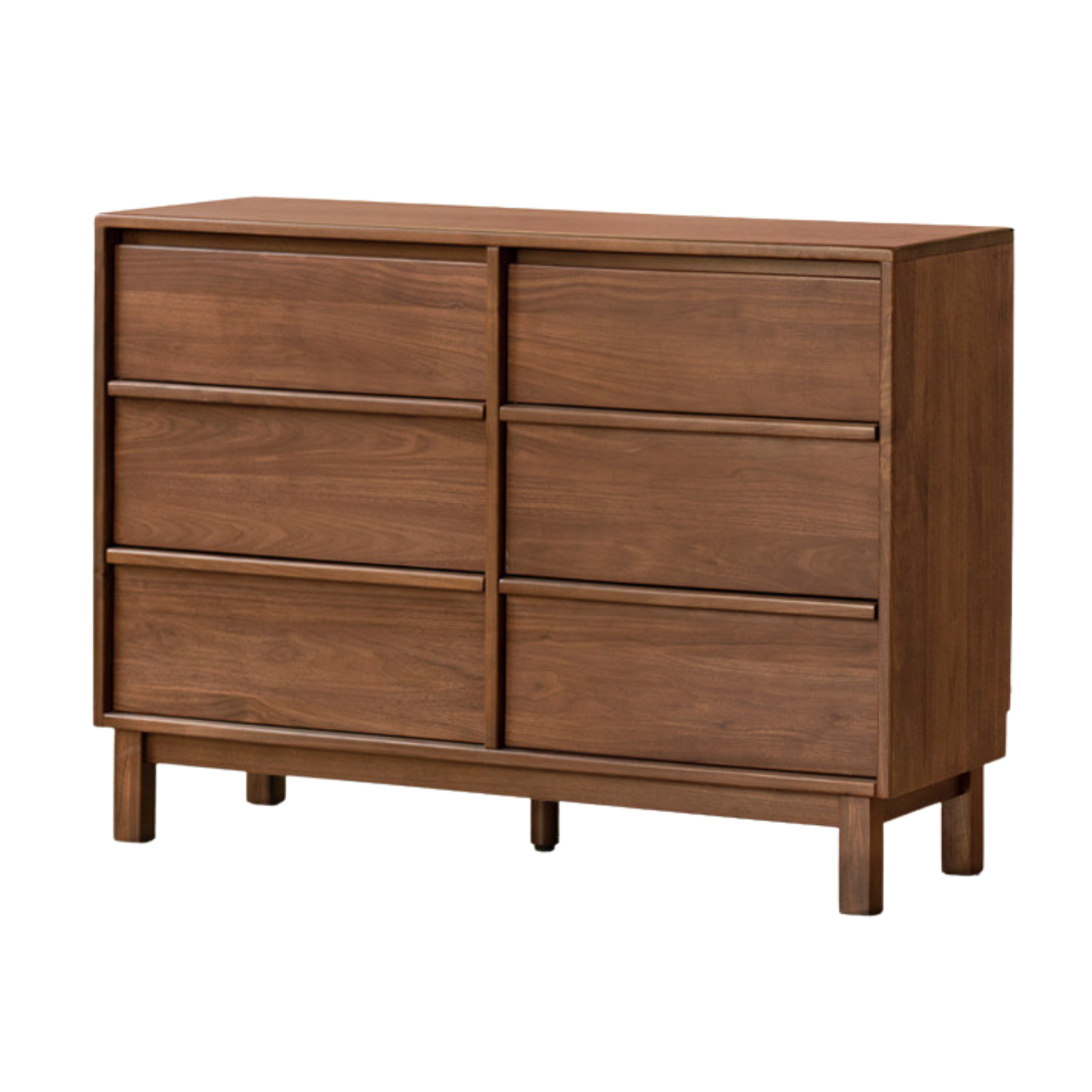 Black Walnut, Sandalwood, Oak Solid Wood Skeleton Line Chest of Drawers