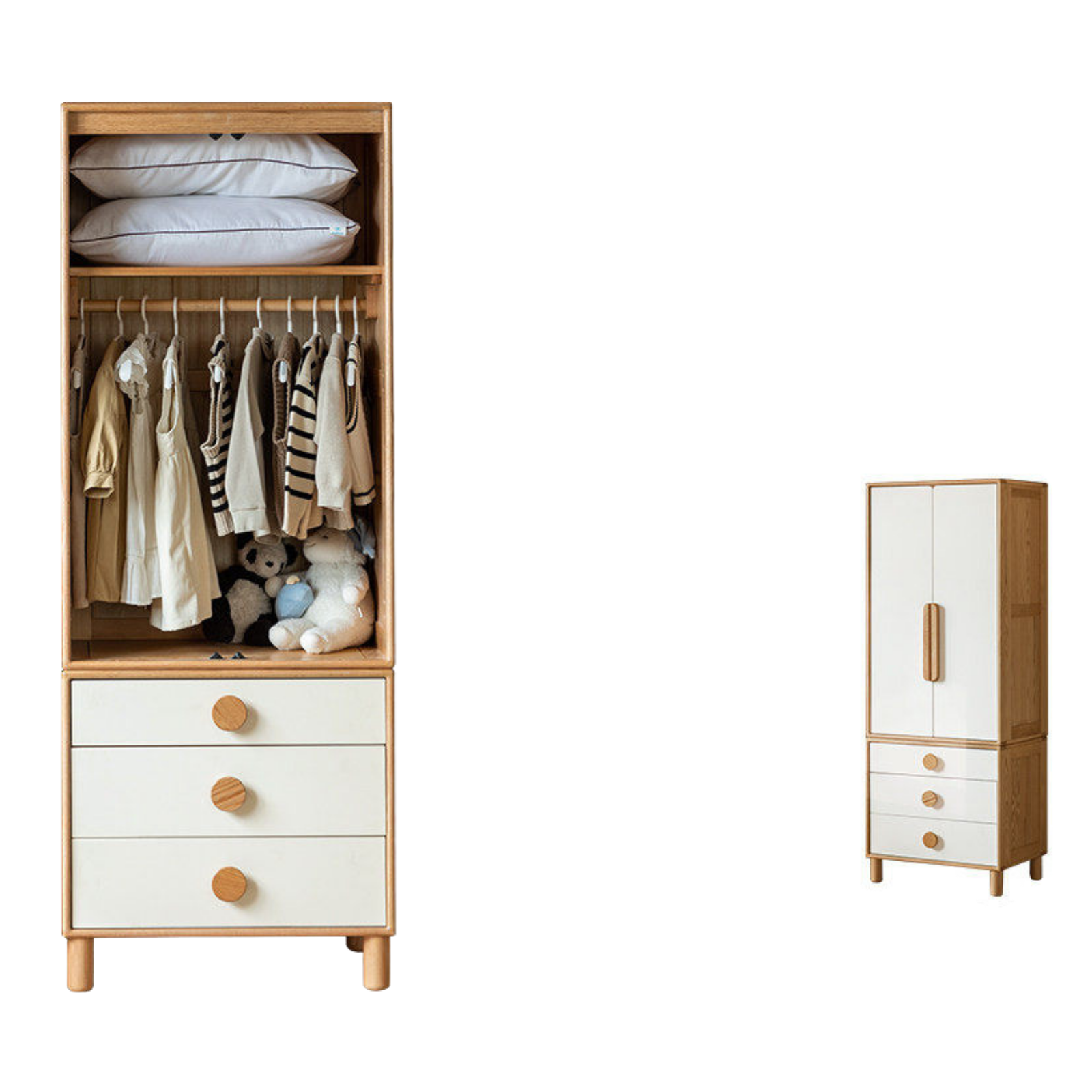 Oak Solid Wood Kids Wardrobe