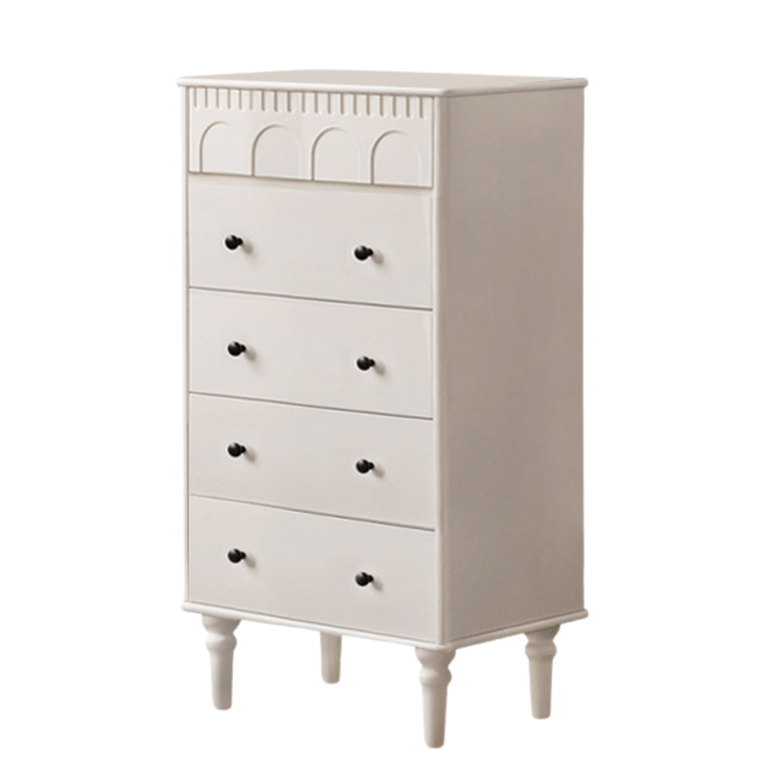 Solid Rubberwood Cabinet French Retro Cream Style Drawers