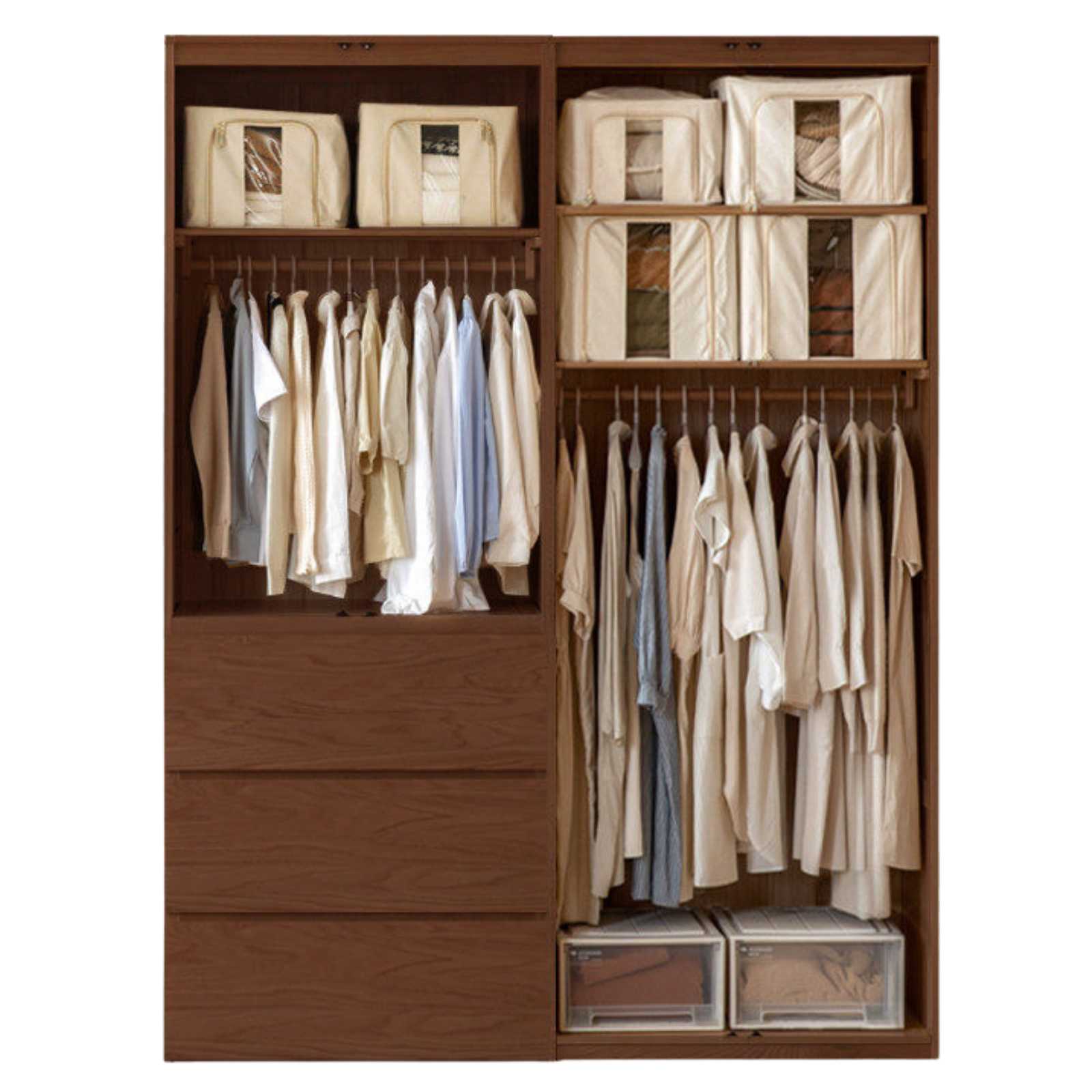 Oak Solid Wood Modern Sectional Wardrobe