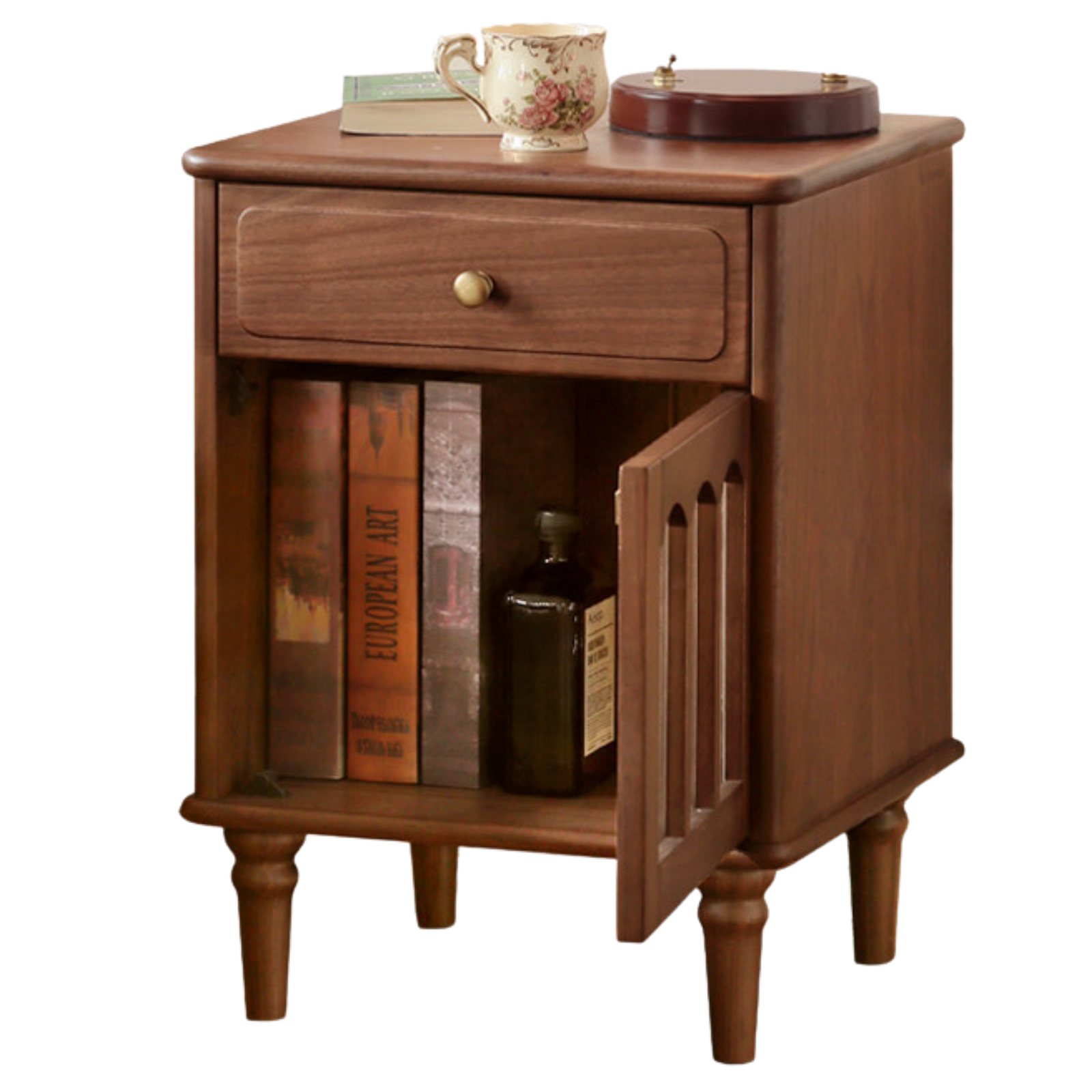 Black Walnut Solid Wood American Retro Nightstand