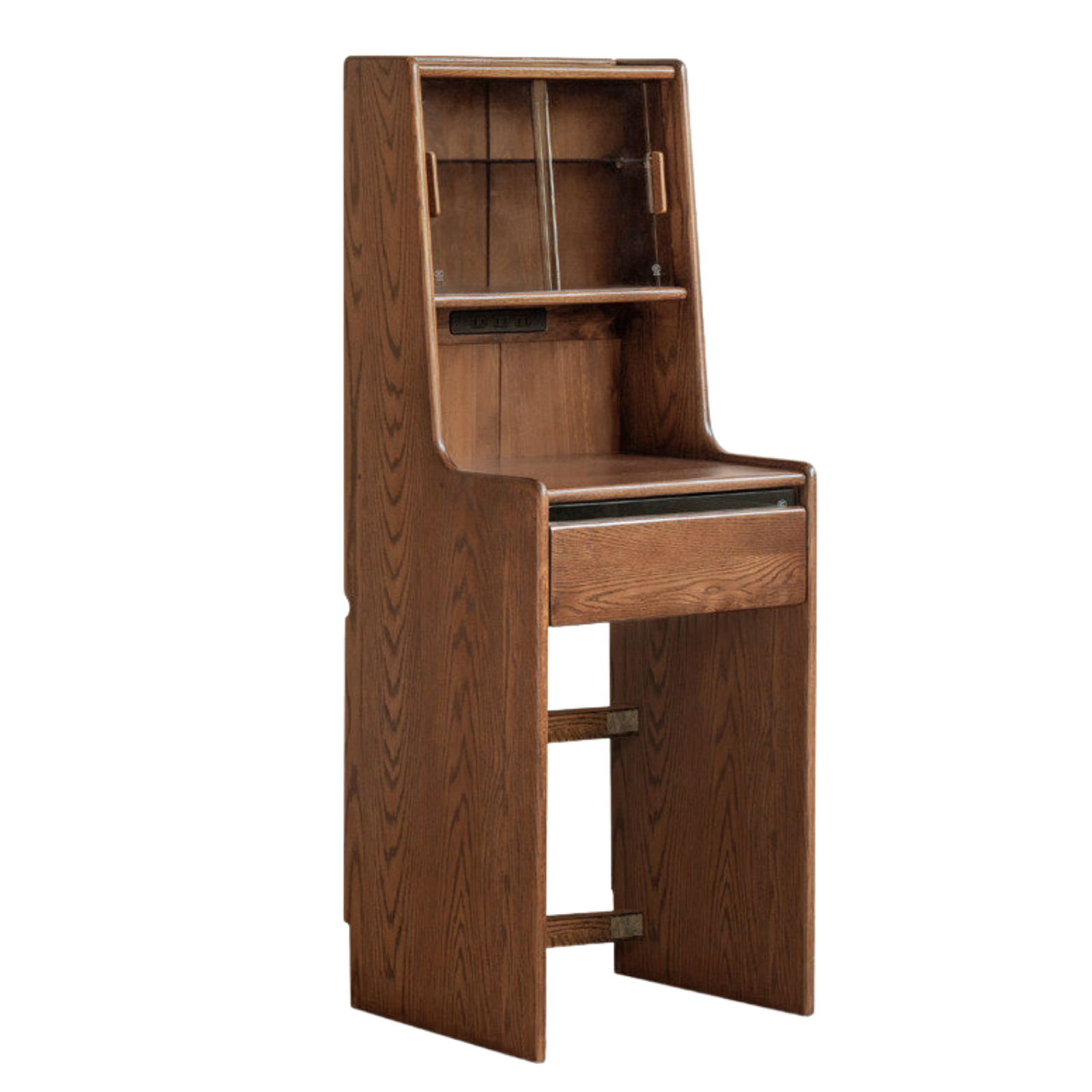 Oak Solid Wood, Rubberwood Solid Vanity Table with Drawers and Modern Minimalist Design