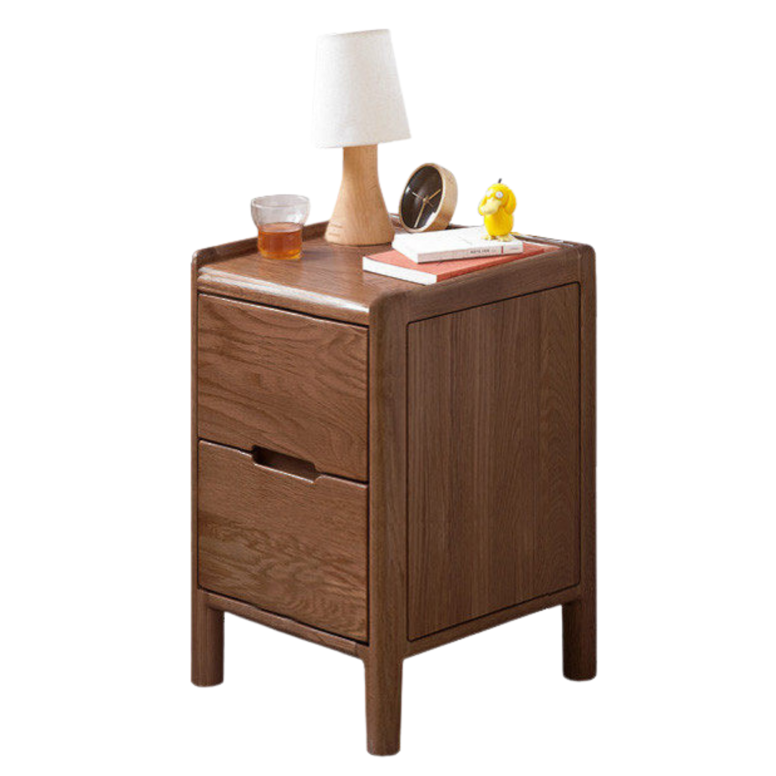 Rubberwood, Oak Solid Wood Simple Modern Style Nightstand