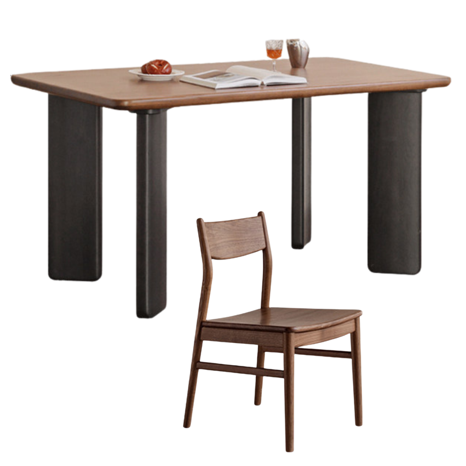 Black Walnut, Ash, Golden Pearwood Solid Wood Light Luxury Rectangular Dining Table