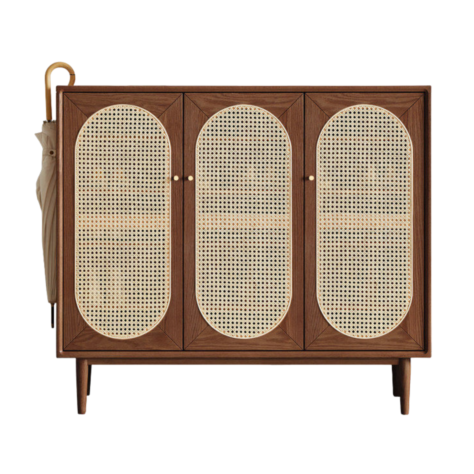 Oak Solid Wood Rattan Shoe Cabinet