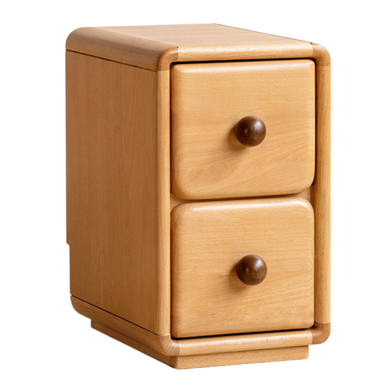 Solid Rubberwood, Beech Solid Wood Cream Style Ultra-narrow Children's Nightstand