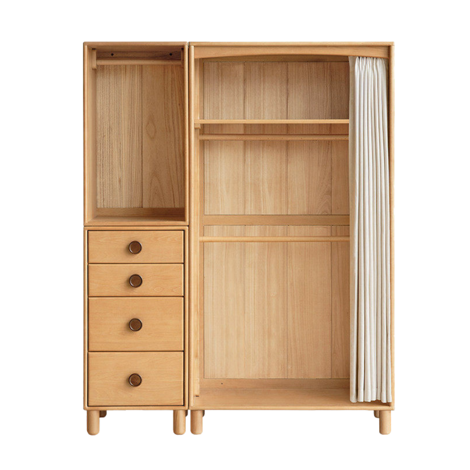 Beech, Rubber Solid Wood Kids Wardrobe