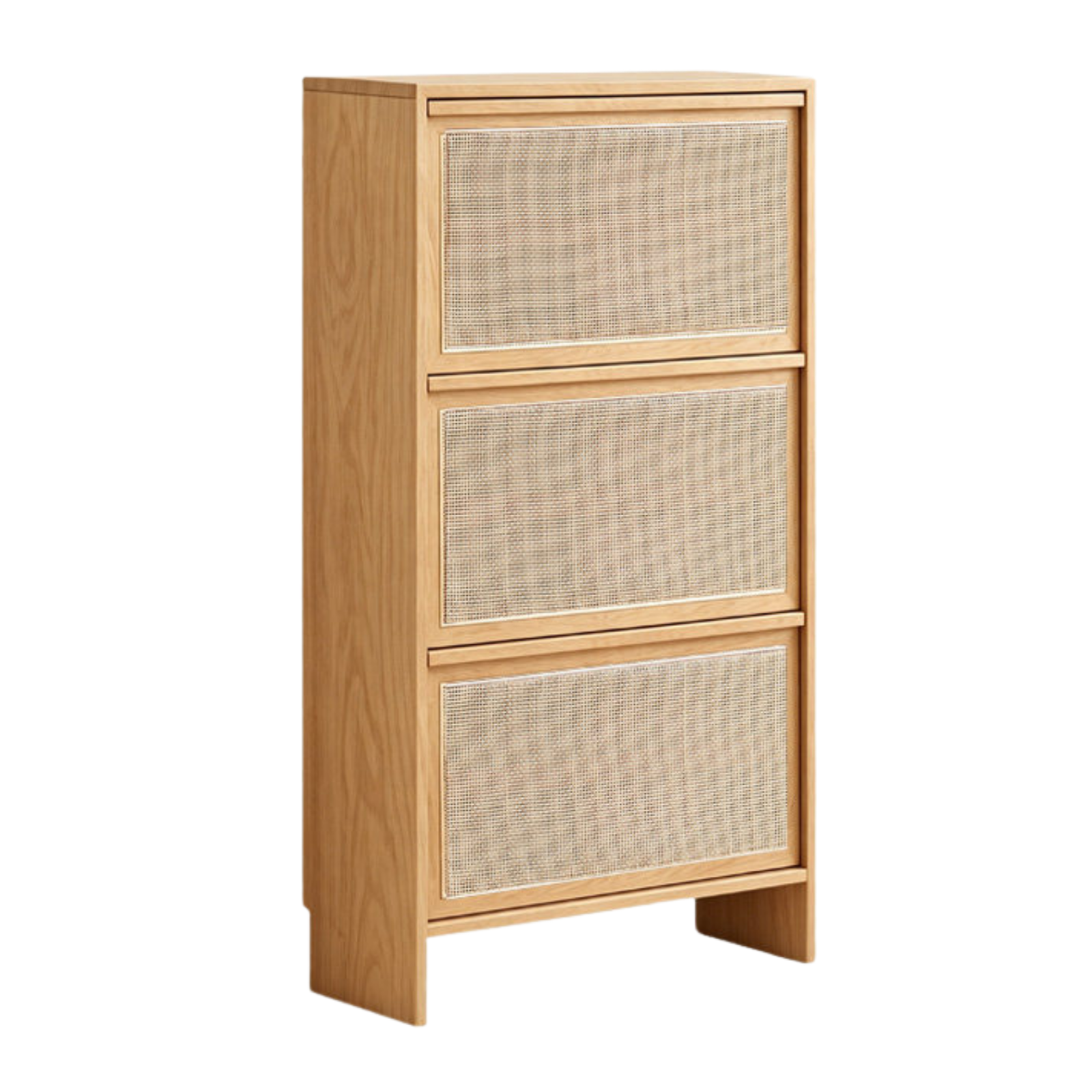 Poplar, Oak Solid Wood Rattan Shoe Cabinet, Slim Entryway Storage CabinetOak