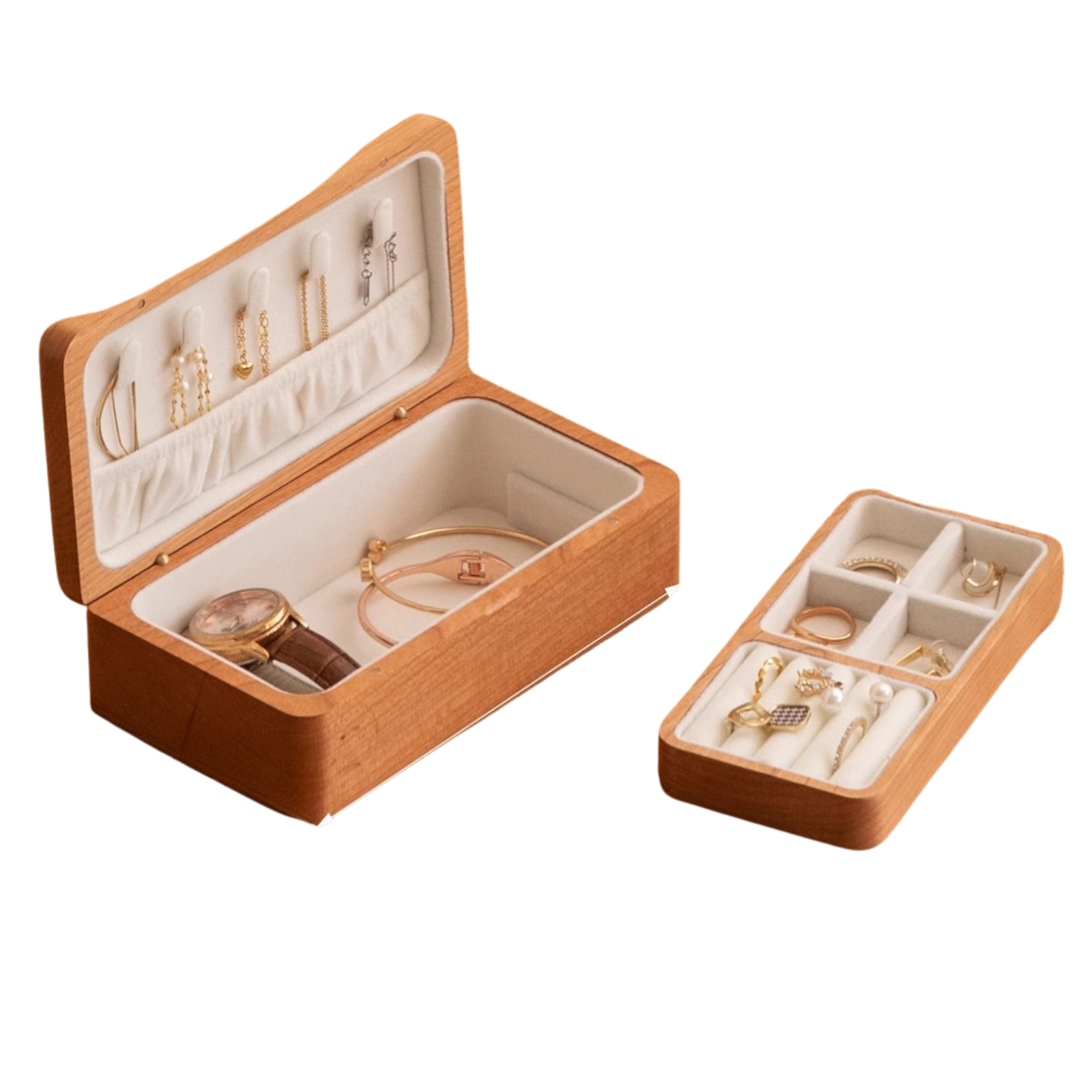 Black Walnut, Cherry Solid Wood Jewelry Box