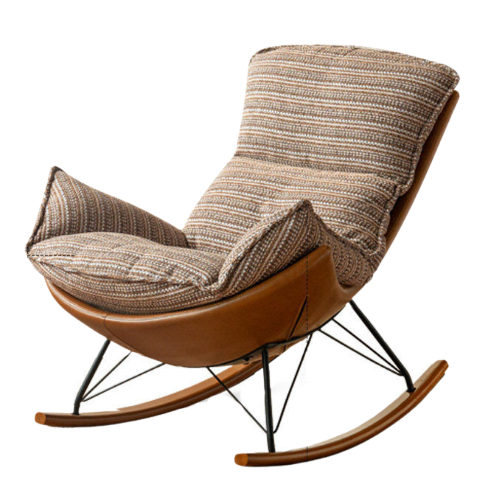Egg Shell Lounge Chair with Rocking Base, Upholstered Cocoon Accent Chair Beech Legs