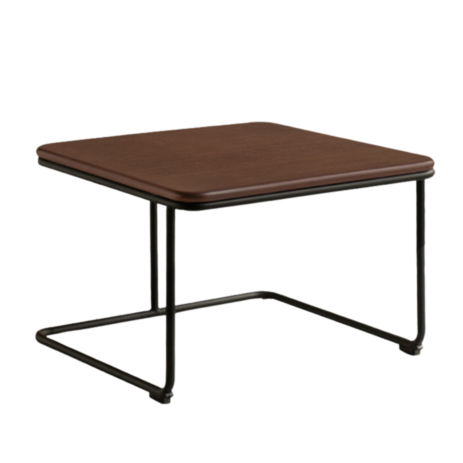 Sandalwood, Rosewood Solid Wood Coffee Table with Metal Base – Square Accent Table