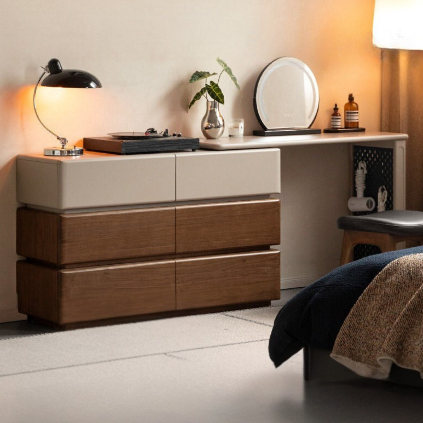 Black Walnut, Poplar Solid Wood Vanity Table Modern Italian Design