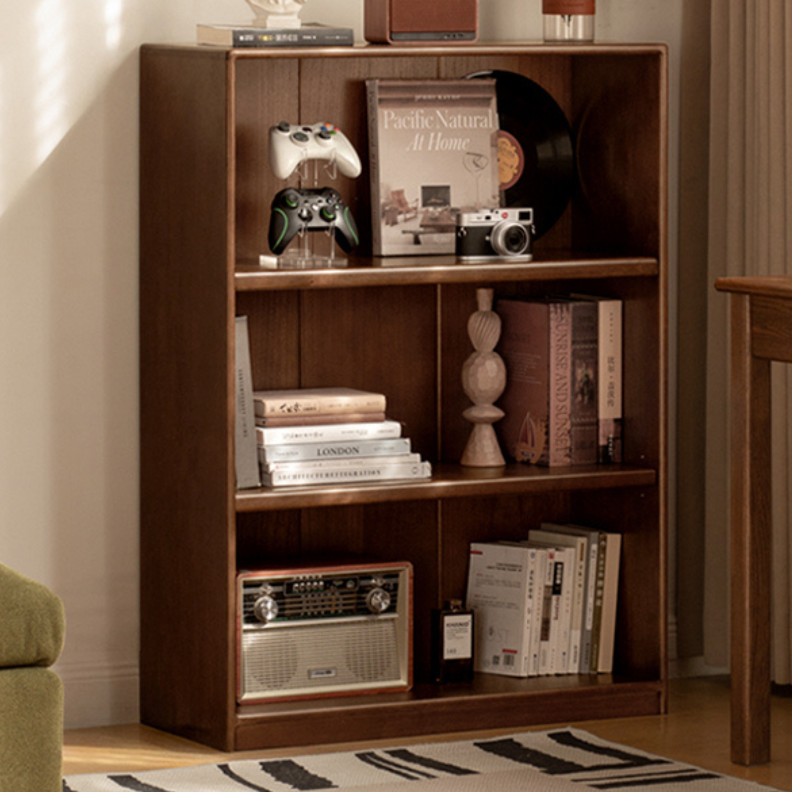 Solid Rubberwood Modern Bookcase