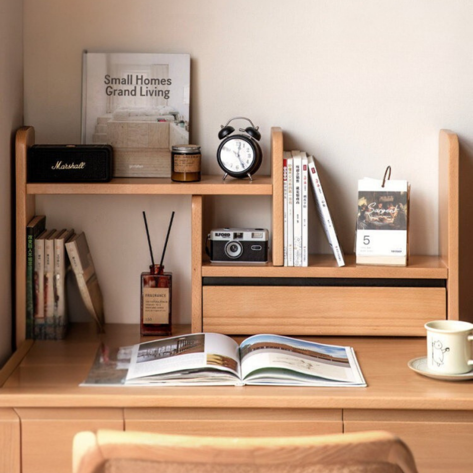 Oak Solid Wood Retractable Desktop organizer