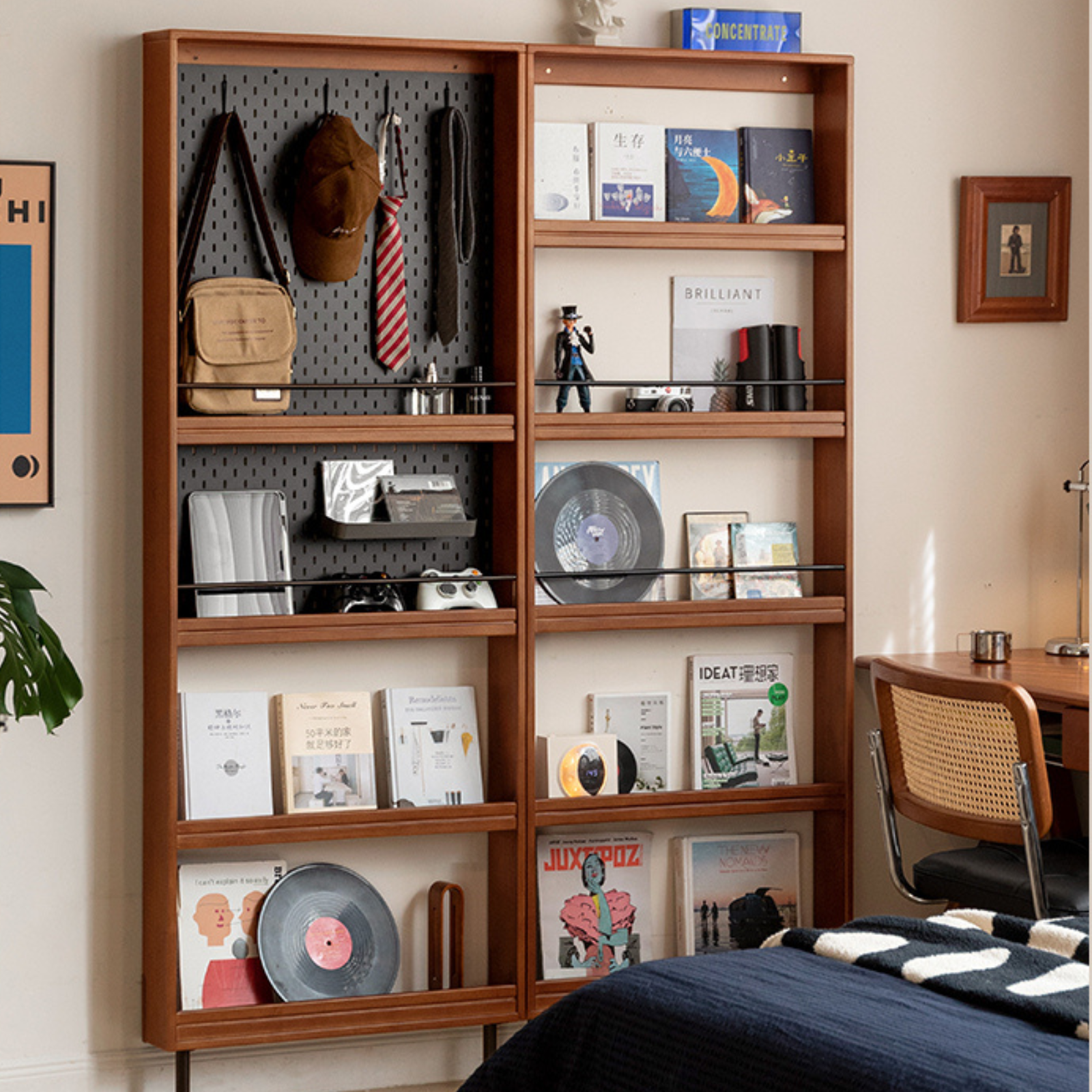 Solid Rubberwood Vintage Style Ultra-Thin Bookshelf