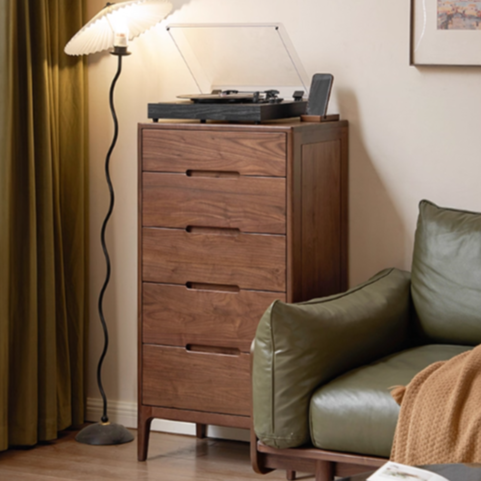 Black Walnut Solid Wood Modern Nordic Style Side Cabinet