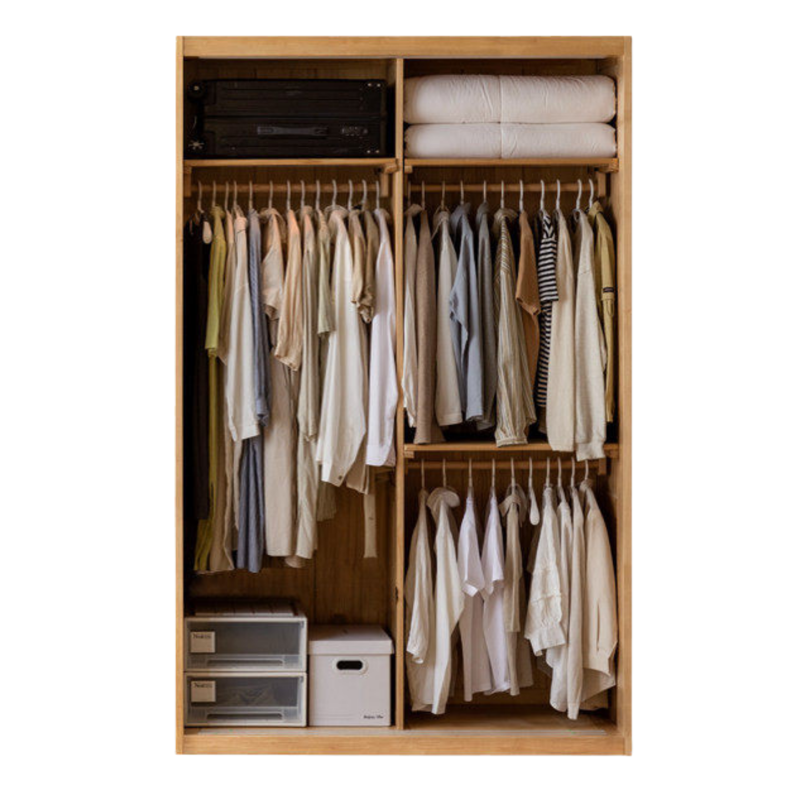 Ash Solid Wood Modern Wardrobe With Sliding Doors