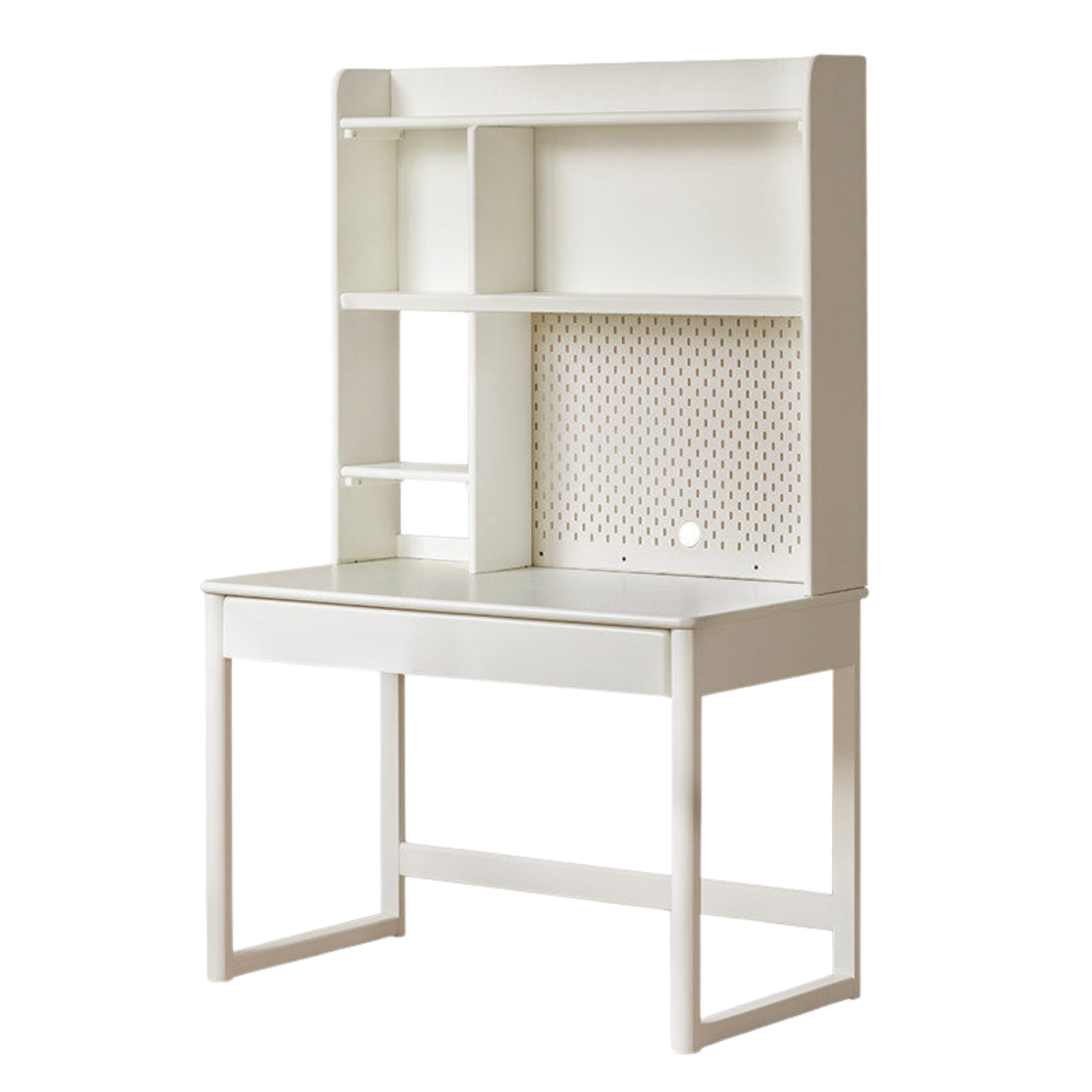 Poplar Solid Wood Cream Style Bookshelf Integrated Kids Table