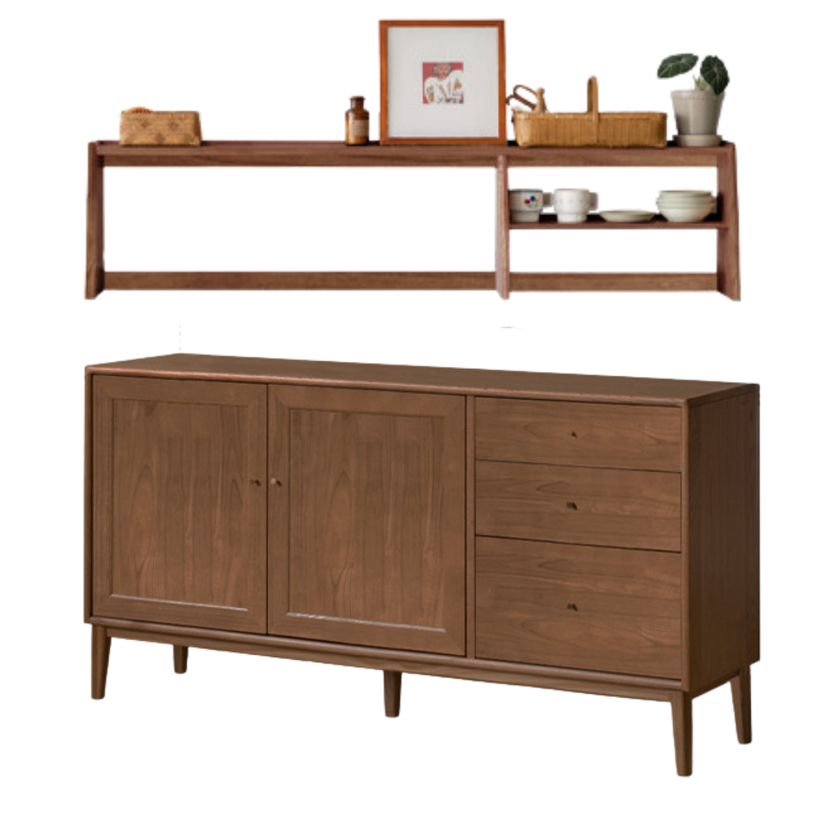 Oak Solid Wood, Solid Rubberwood Modern Dining Sideboard